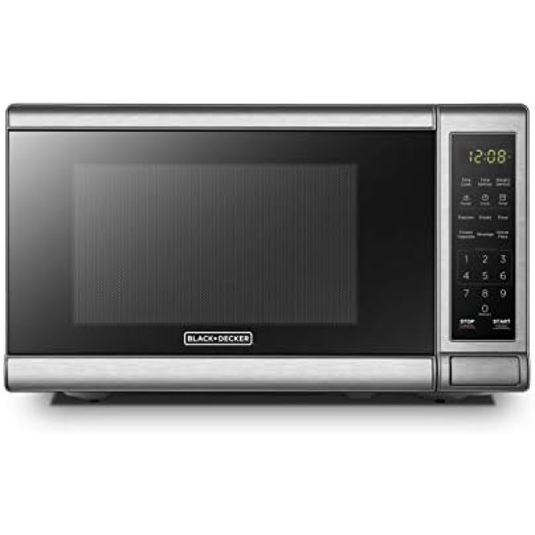 BLACK+DECKER EM720CB7 Digital Microwave Oven with Turntable Push-Button Door