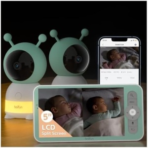 BOIFUN 5" Split-Screen Baby Monitor With 2 Cameras, 2K WiFi Baby Dual Cameras