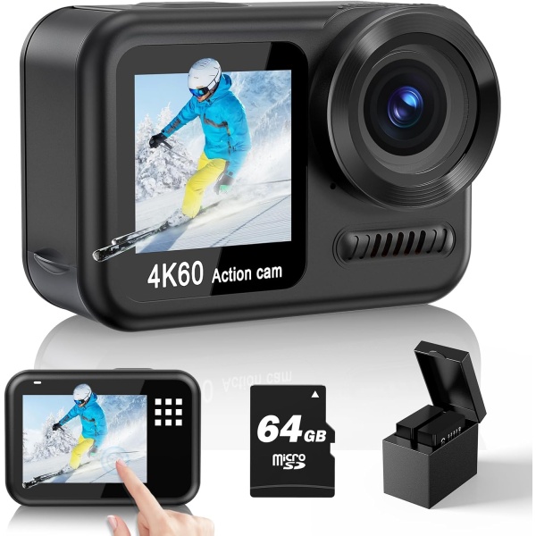 Upgrade 4K60FPS WiFi Action Camera 64MP Waterproof Camera